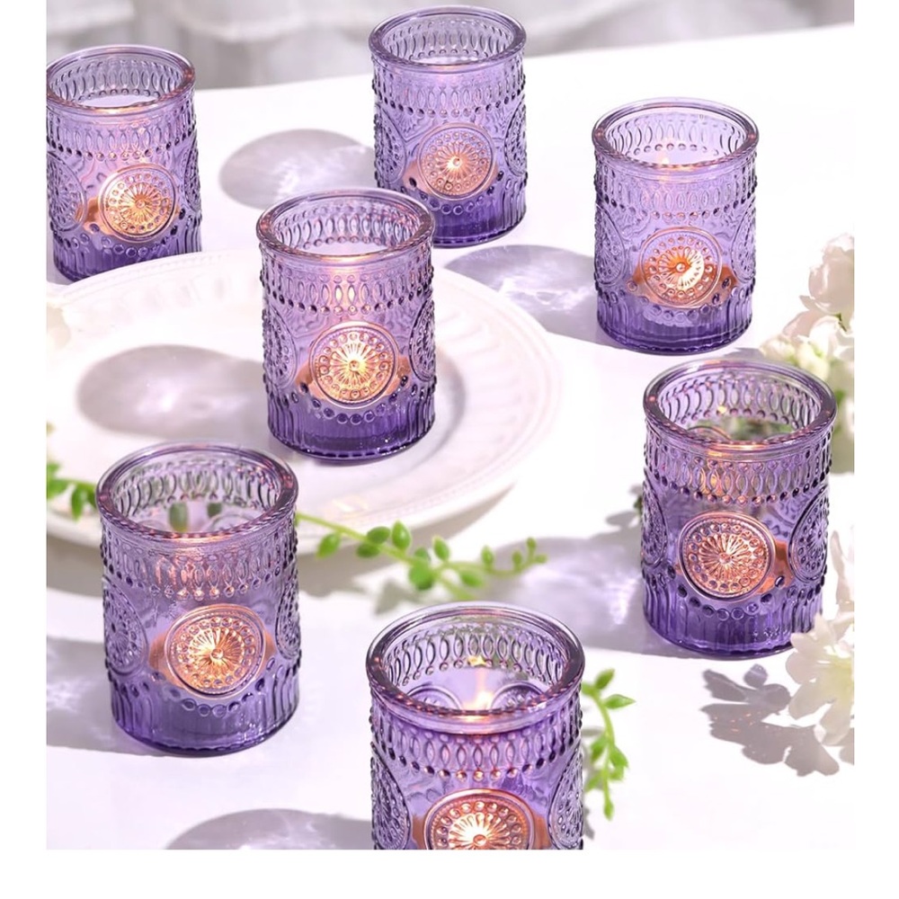 Amazon Lavender Glass Candle Holders